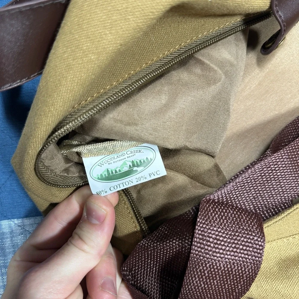 Woodland Creek Canvas Duffel Bag Tan Khaki Embroidered Deer Weekend Travel Bag